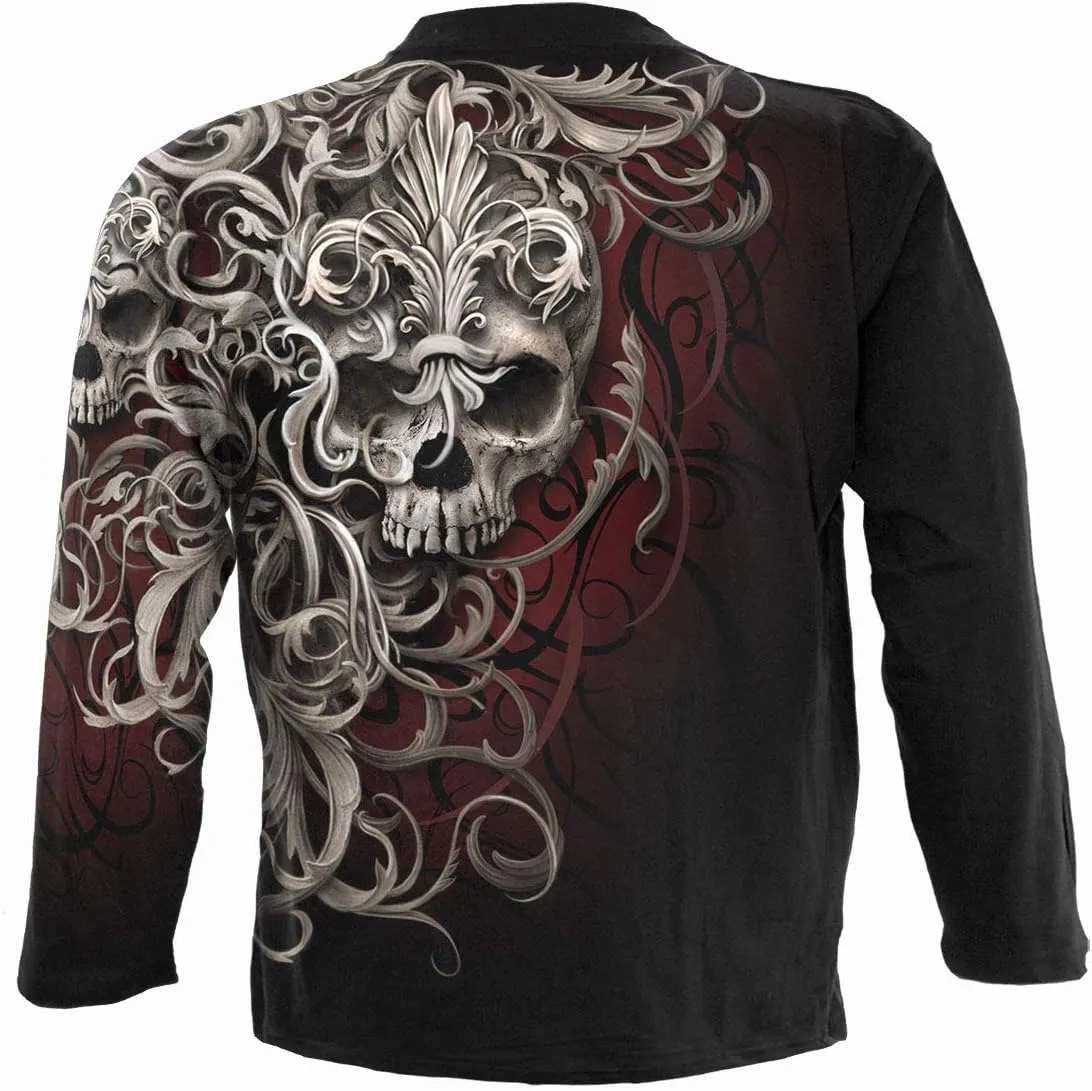 Spiral - Skull Shoulder Wrap - Allover Longsleeve T-Shirt Black