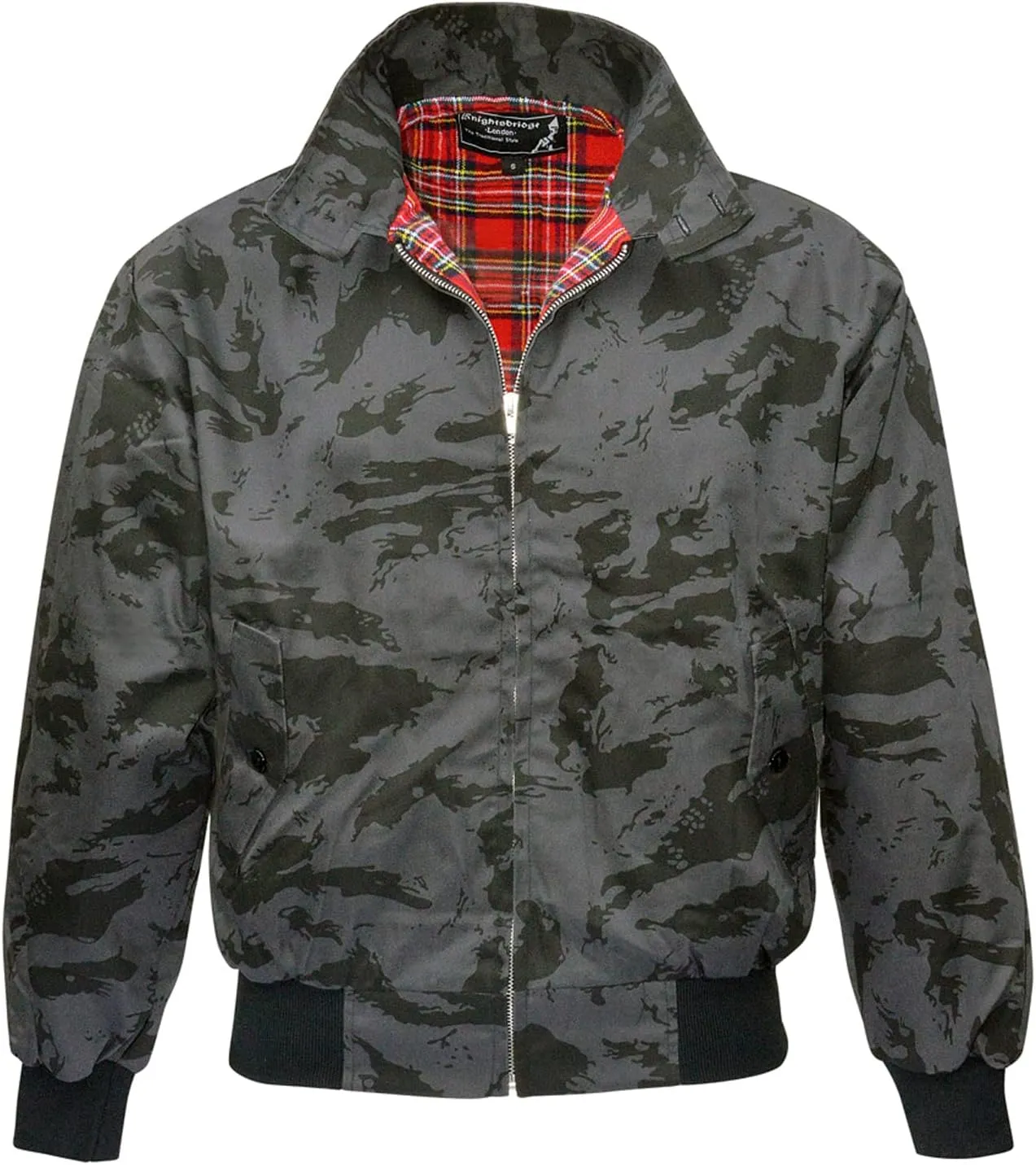 Spirit of England Classic Harrington Style Night Camouflage Jacket Knightsbridge Tartan Lined