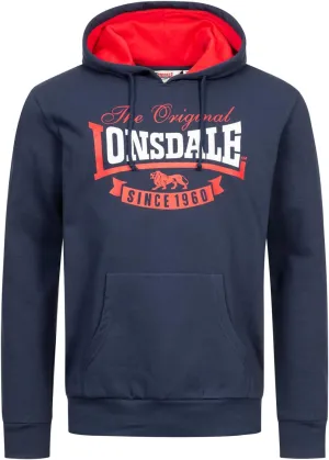 Spirit of England Lonsdale Men´s Classic Hoodie Logo Navy Blue Hooded Sweatshirt Regular-Fit