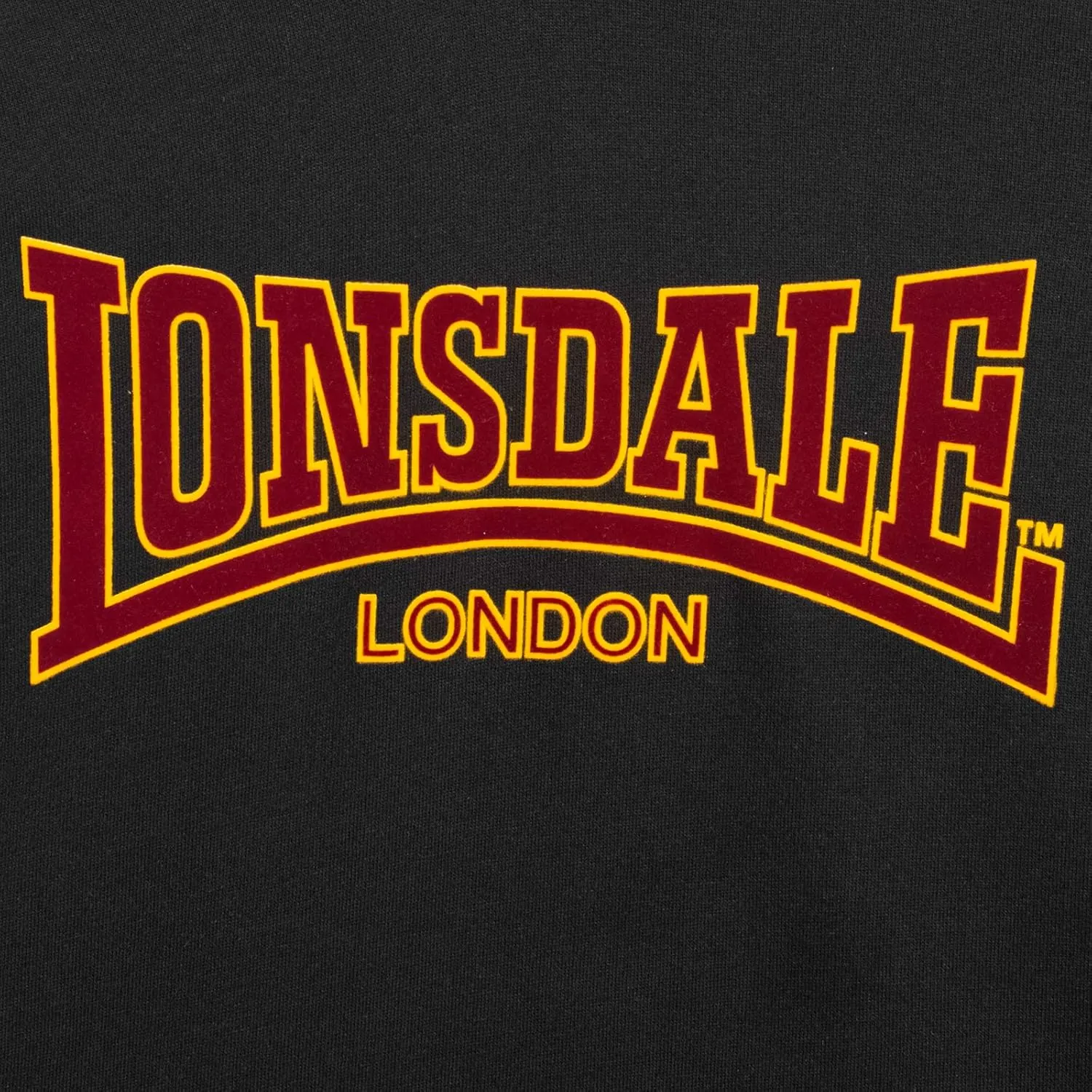 Spirit of England Lonsdale Men´s Classic Sweatshirt Hoodie Flock Print Black Slim-Fit