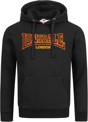 Spirit of England Lonsdale Men´s Classic Sweatshirt Hoodie Flock Print Black Slim-Fit