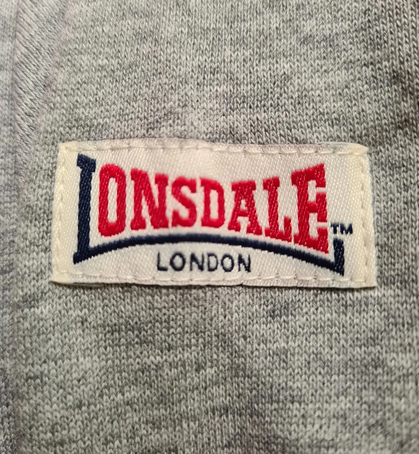 Spirit of England Lonsdale Men´s Grey Hoodie Sweatshirt Classic Logo Flock Print Slim-Fit