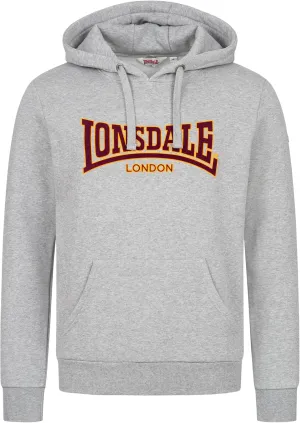 Spirit of England Lonsdale Men´s Grey Hoodie Sweatshirt Classic Logo Flock Print Slim-Fit