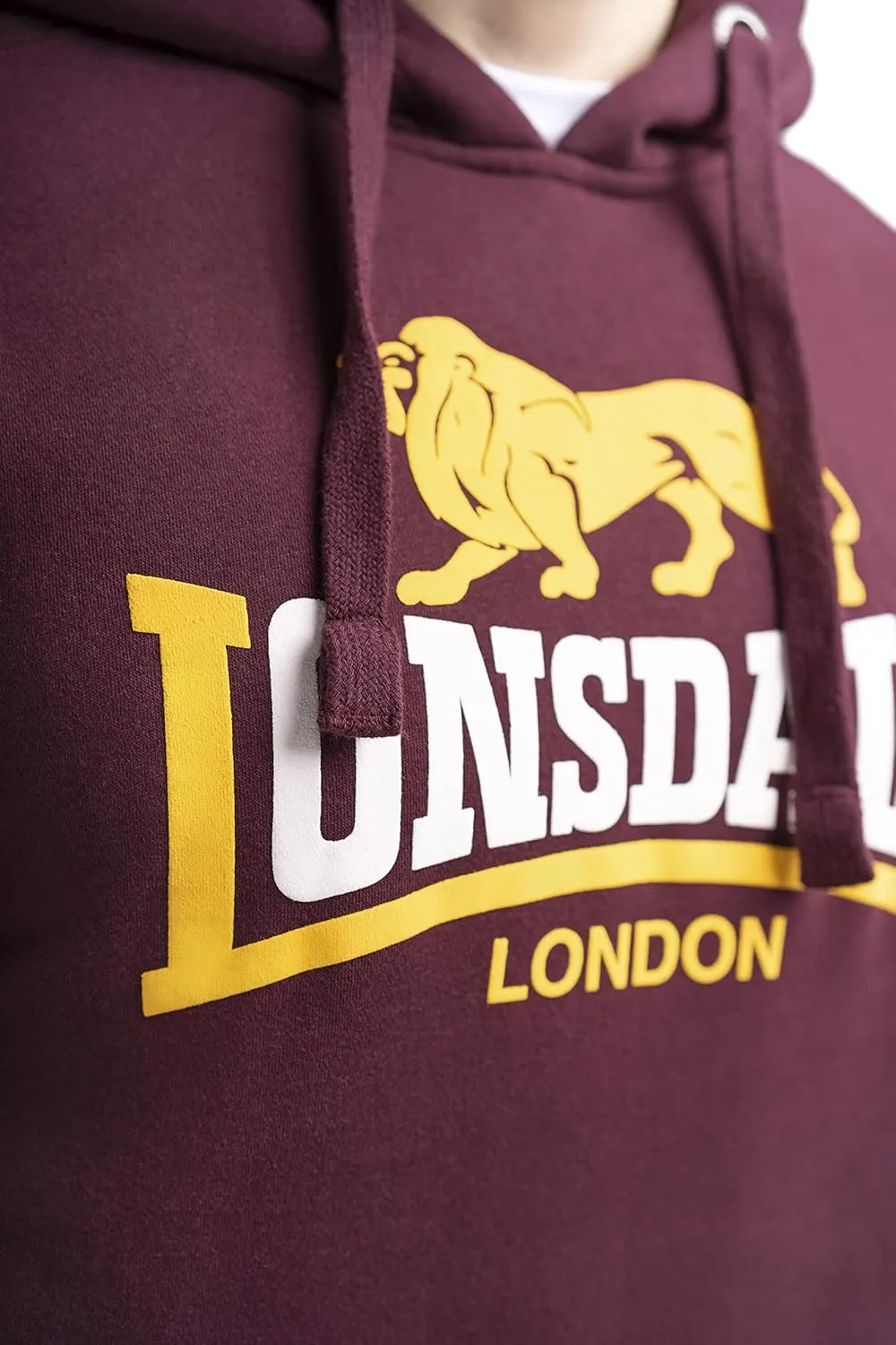 Spirit of England Lonsdale Men´s Hoodie Classic Logo Burgundy Oxblood Sweatshirt Regular-Fit