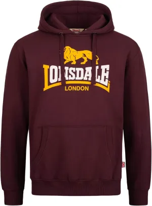 Spirit of England Lonsdale Men´s Hoodie Classic Logo Burgundy Oxblood Sweatshirt Regular-Fit