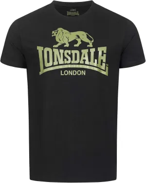 Spirit of England Lonsdale T-Shirt Men´s Lion Logo Classic Black with Olive Logo Regular Fit
