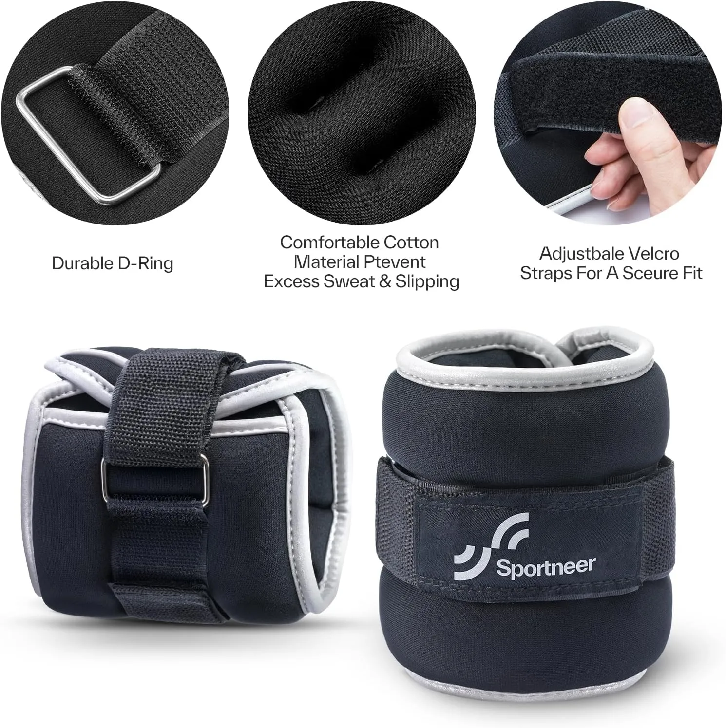 Sportneer Ankle Weights Wrist Weights 0.5/1/2/3/5 LBS Pair for Men Women Kids Strength Training Wrist and Ankle Weights Set Comfortable and Soft Perfect for Dancing Running Walking Fitness Workout Gym