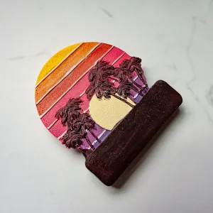 Springmaid Pier South Carolina Souvenir Hand Painted Resin Refrigerator Magnet Sunset and Palm Trees Design 2-Pack
