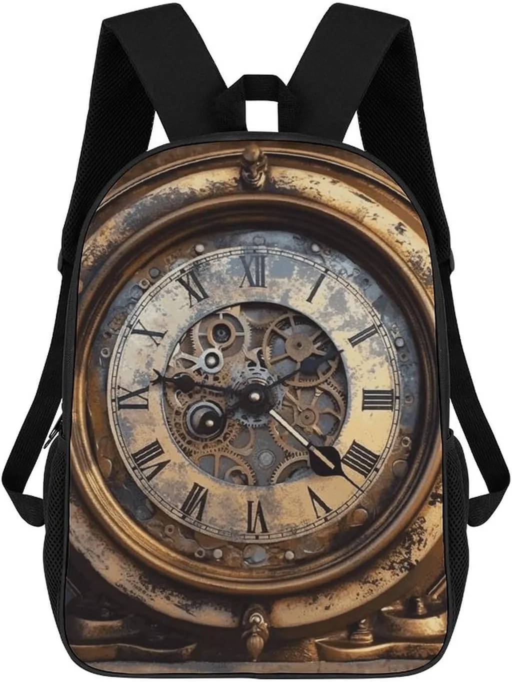 Steampunk Clock Business Laptop Backpack for Women Men 17 Inch Carry on Backpack Waterproof Black Bookbag Fashion Lightweight Backpacks for Travel Hiking Camping Casual Daypack Backpacks