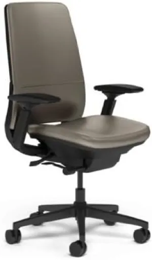 Steelcase Amia Task Chair: 4-Way Adj Arms - Standard Carpet Casters - Leather Seat