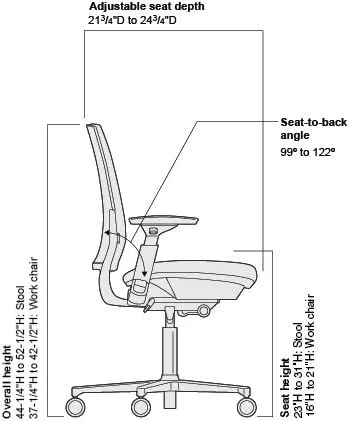 Steelcase Amia Task Chair: Platinum Frame/Base - 4 Way Adjustable Arms - Standard Carpet Casters