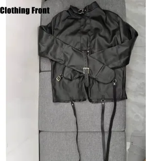 Straight Jacket Costume Body Harness, Adjustable Novelty Fancy Cosplay Costume, Soft Hand Cross Arm Guard, Adult Costume