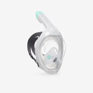 SUBEA TRIBORD Easybreath 500 Full Face Snorkeling Mask (2024 Version) with Dry-top Release, Panoramic 180º View, Anti-Fog. Includes a Large Microfiber Cloth 6.6" x 5,7" (Gray, M/L)