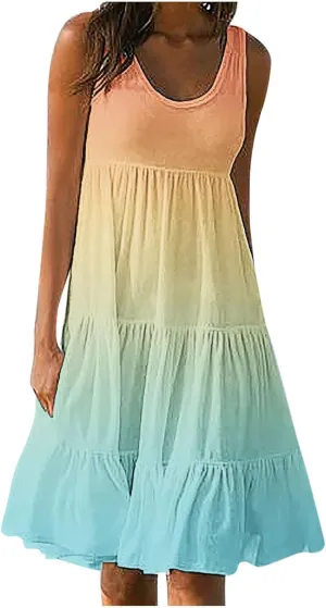 Summer Dresses for Women 2025 Casual Beach Loose Flowy Sleeveless Sundresses Vacation Wear Trendy Resort Tank Dress