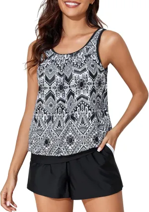 Summer Mae Blouson Women's Tankini Swimsuits Tummy Control Modest 2025 Two Piece with Sporty Pockets Bathing Suits