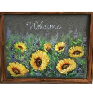 Sunflower Field, Welcome Sign,window screen hand painted,Customize for you