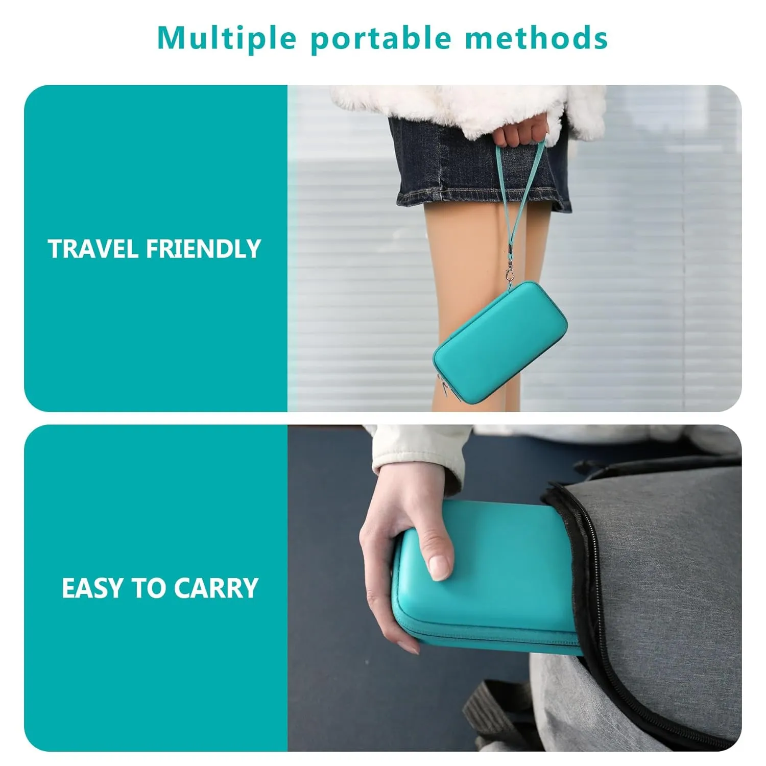 Supmay Carrying Case Compatible with KAVOYI / Beico / TEBIYOU 32 Bit Handheld Games for Kids, Portable Arcade Gaming Player Storage Holder Travel Bag with Mesh Pocket for Battery, USB Cable, Green