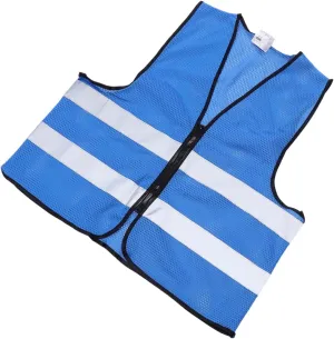 SUPVOX 6Pcs Reflective Running Vest Breathable Zipper Waistcoat for Nighttime Jogging Cycling and Walking High Visibility Blue Gear for Safety
