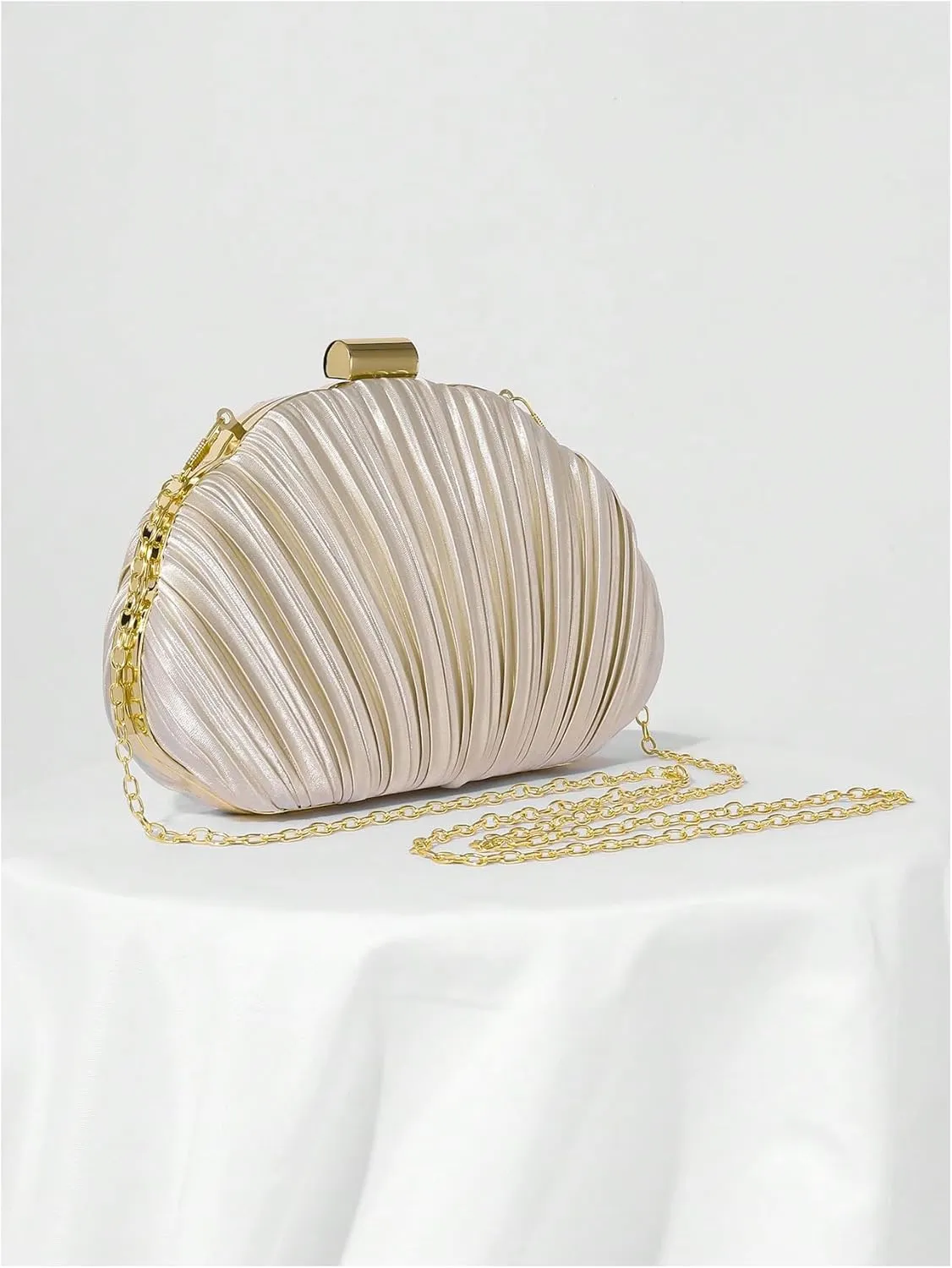 SweatyRocks Women's Seashell Evening Purse Pleated Party Wedding Crossbody Bags