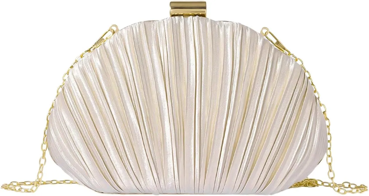 SweatyRocks Women's Seashell Evening Purse Pleated Party Wedding Crossbody Bags