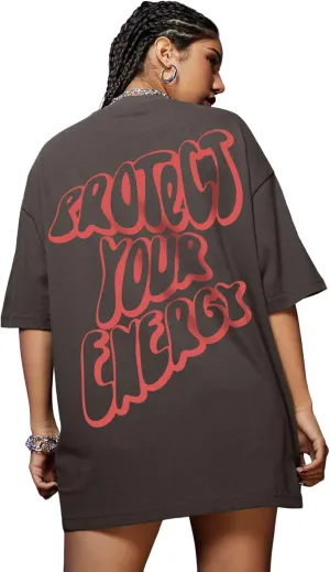 SweatyRocks Women's Short Sleeve Oversized Graphic Tees Round Neck Loose T-Shirt