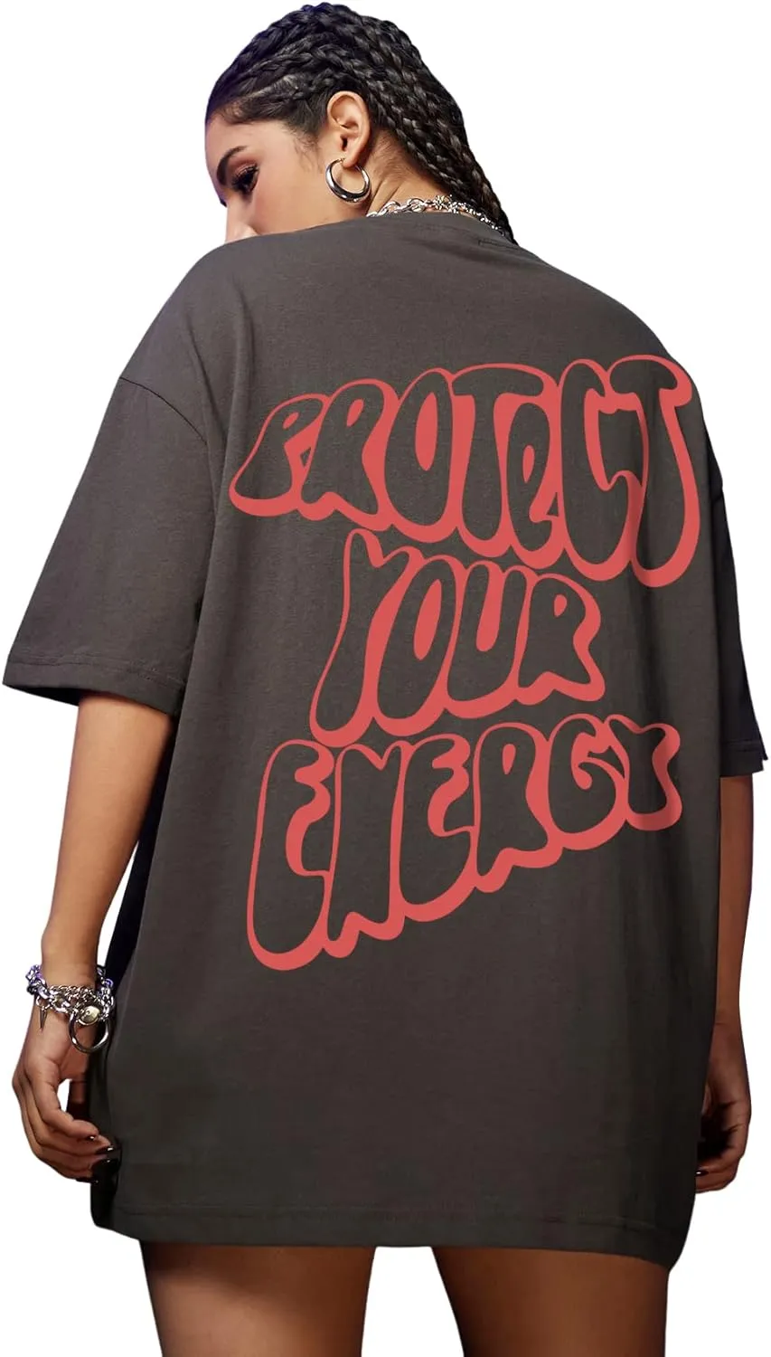 SweatyRocks Women's Short Sleeve Oversized Graphic Tees Round Neck Loose T-Shirt