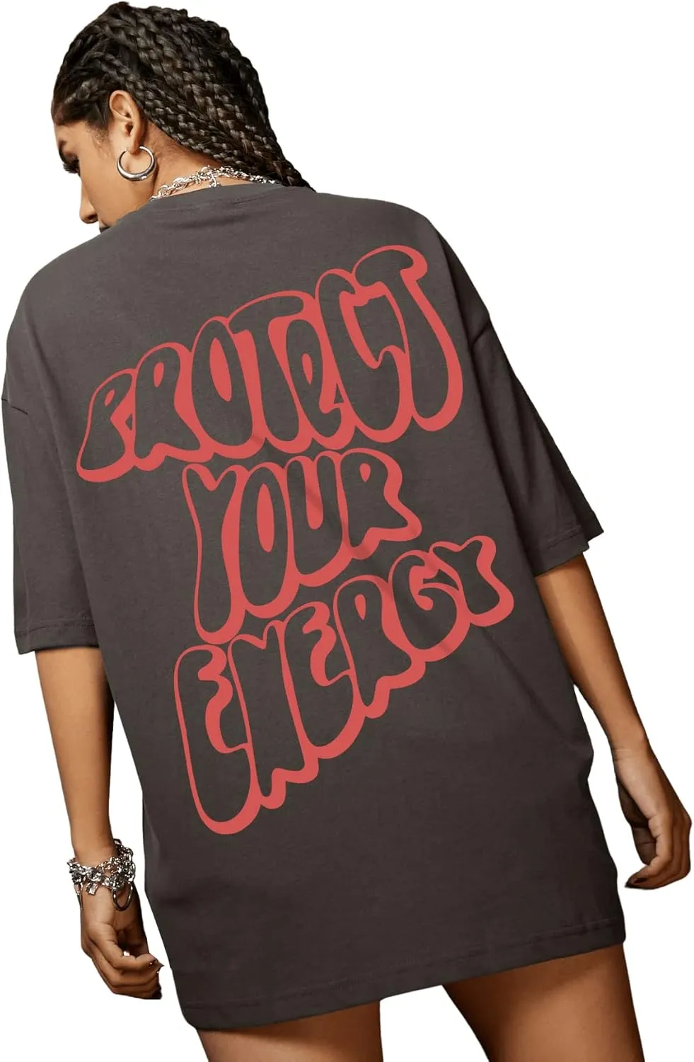 SweatyRocks Women's Short Sleeve Oversized Graphic Tees Round Neck Loose T-Shirt