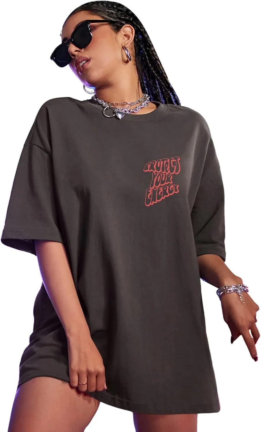 SweatyRocks Women's Short Sleeve Oversized Graphic Tees Round Neck Loose T-Shirt