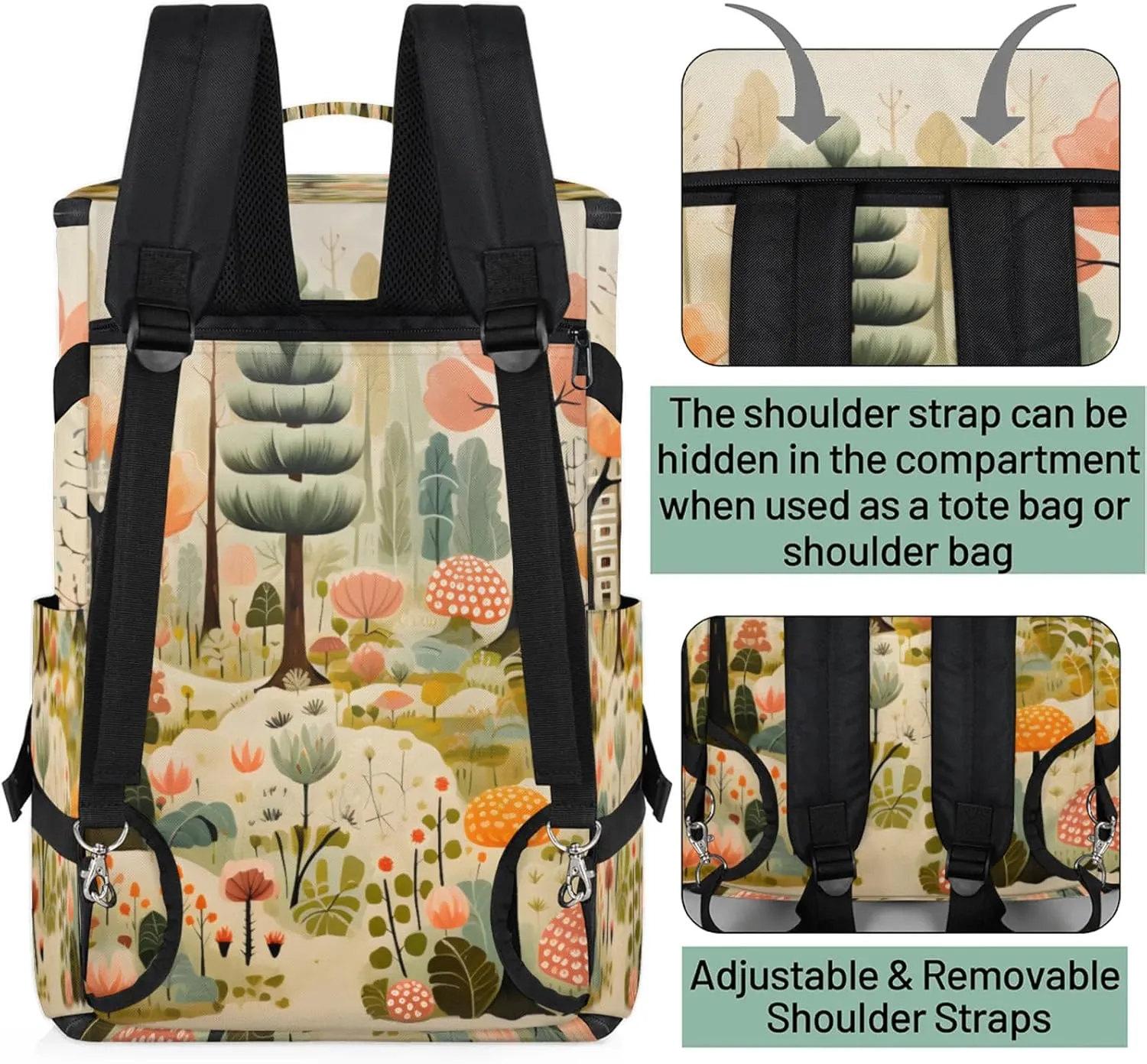 Tactical Sports Duffle Bag for Travel Waterproof Gym Bag with Shoe Compartment 48L Carry On Luggage for Men & Women 3-in-1 Durable Travel Luggage Forest Tree