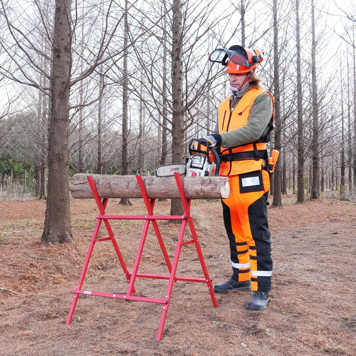 Technical Wrap Chainsaw Chaps by UL Class A 8 Layers Chainsaw Pants Apron Style Orange Black
