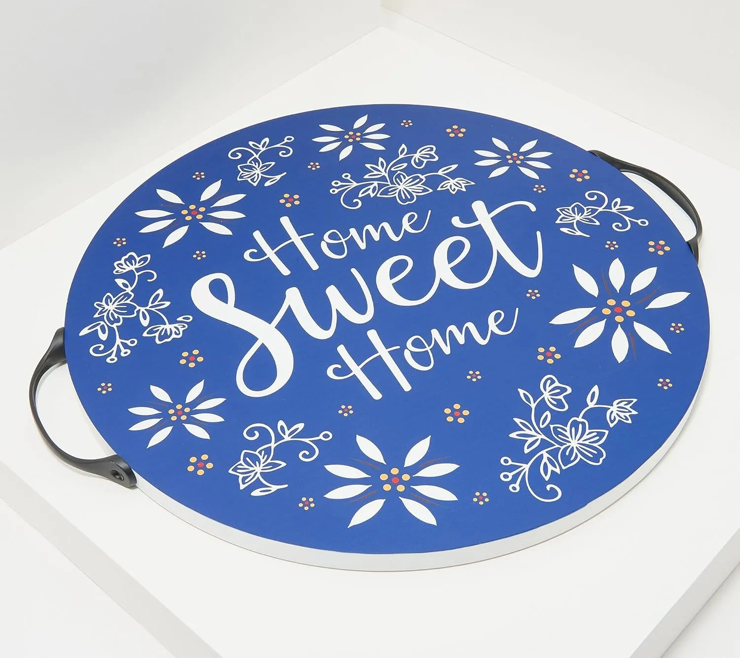 Temp-tations by Tara Temp-tations Reversible 15.5"" Wooden Serving Tray or Trivet (Classic Blue)