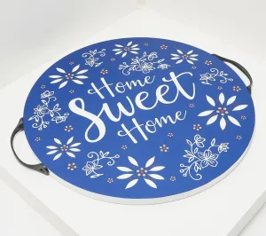 Temp-tations by Tara Temp-tations Reversible 15.5"" Wooden Serving Tray or Trivet (Classic Blue)