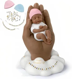 The Ashton-Drake Galleries Gods Greatest Gift Lifelike African American Black Miniature Baby Girl Doll and Realistic Hand Sculpture with Do It Yourself Personalization Kit 6.5"-Inches