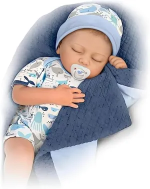 The Ashton-Drake Galleries Seaside Dreams Lifelike So Truly Real® Interactive Breathing Baby Boy Doll Weighted Fully Poseable with Soft RealTouch® Vinyl Skin by Artist Andrea Arcello 16"-Inches