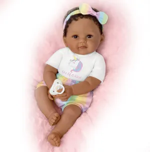 The Ashton-Drake Galleries So Truly Real Ciara Baby Doll with 10-Piece Accessory Set, Unicorn Theme, by Ping Lau