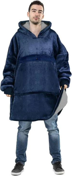 Tirrinia Oversized Hoodie Blanket Sweatshirt Comfortable Sherpa Giant Pullover Reversible Wearable Blankets for Adults Men Women Teenagers Kids Wife Girlfriend