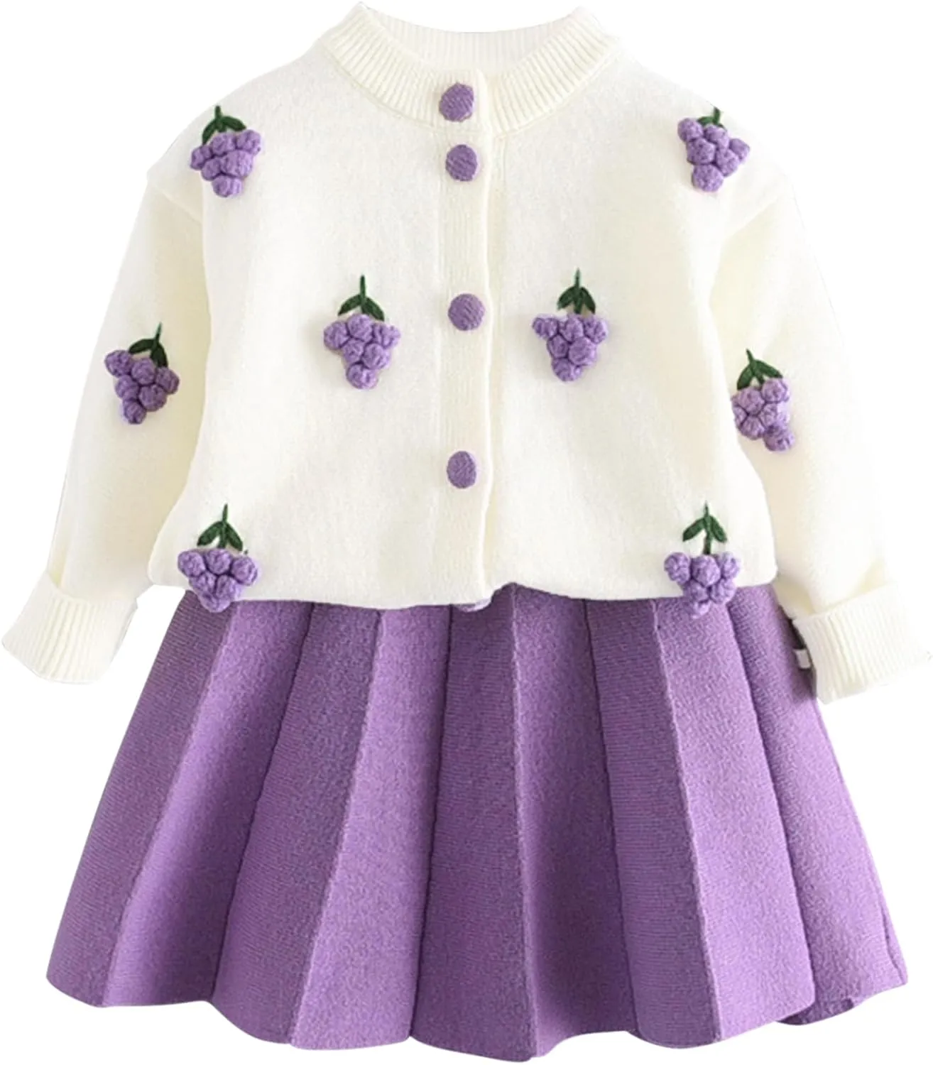 Toddler Baby Girls Fall Outfits Long Sleeve Knitted Sweater Tops Pleated Mini Skirt Set Autumn Winter Clothes Set