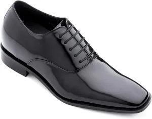TOTO Men's Invisible Height Increasing Elevator Shoes - Black Patent Leather Lace-up Formal Oxfords - 3 Inches Taller - H6532B - Size 9 D(M) US