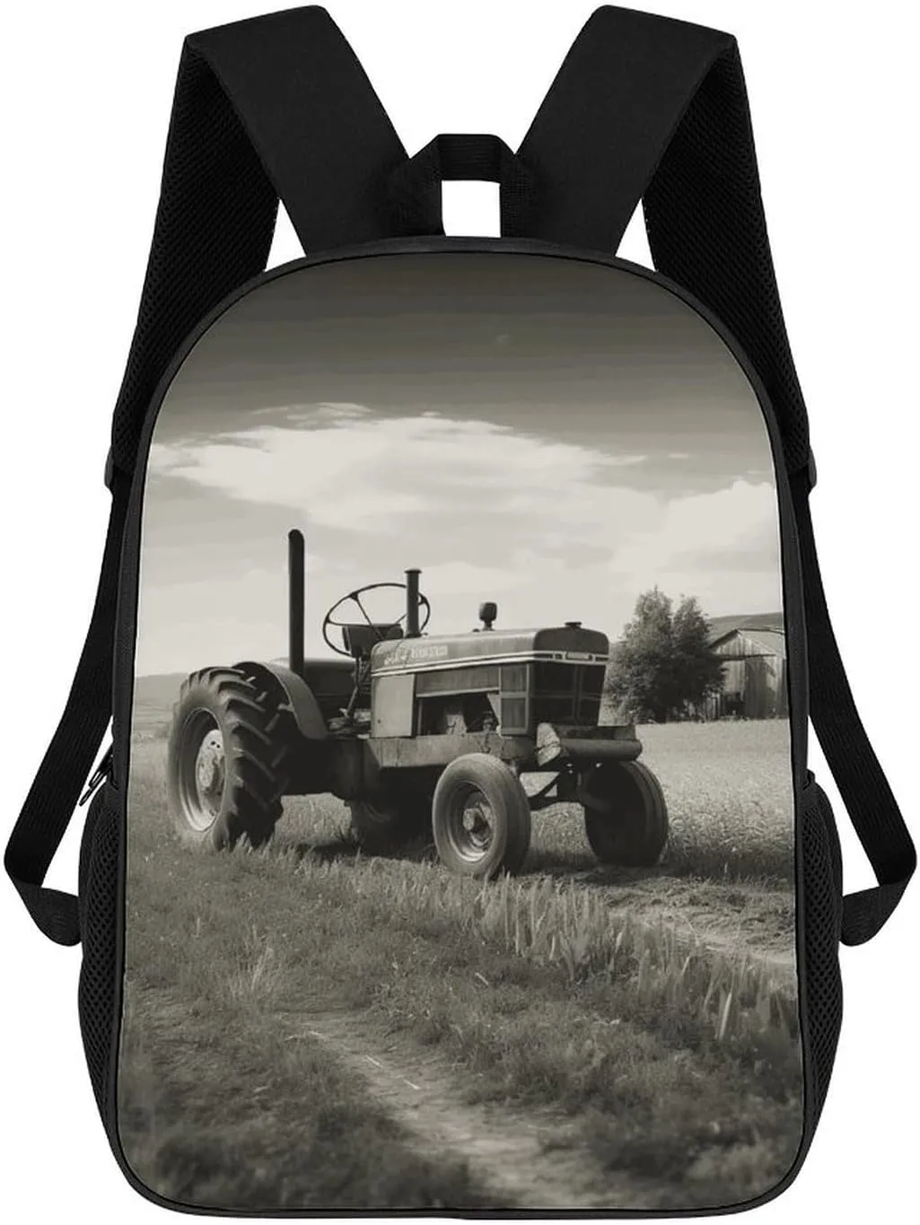 Tractor Agriculture Tranquil Business Laptop Backpack for Women Men 17 Inch Carry on Backpack Waterproof Black Bookbag Fashion Lightweight Backpacks for Travel Hiking Camping Casual Daypack Backpacks