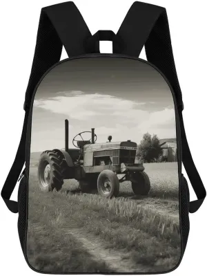 Tractor Agriculture Tranquil Business Laptop Backpack for Women Men 17 Inch Carry on Backpack Waterproof Black Bookbag Fashion Lightweight Backpacks for Travel Hiking Camping Casual Daypack Backpacks