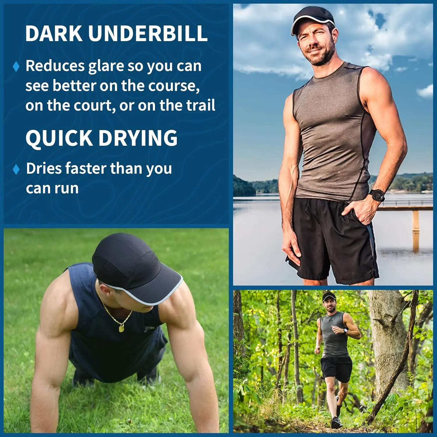 TrailHeads Reflective Running Cap | A Quick Dry Hat for Men | The Flashback 360 Sports Cap - 3 Colors