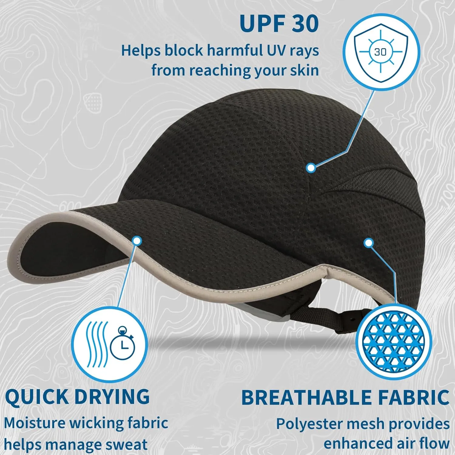 TrailHeads Reflective Running Cap | A Quick Dry Hat for Men | The Flashback 360 Sports Cap - 3 Colors