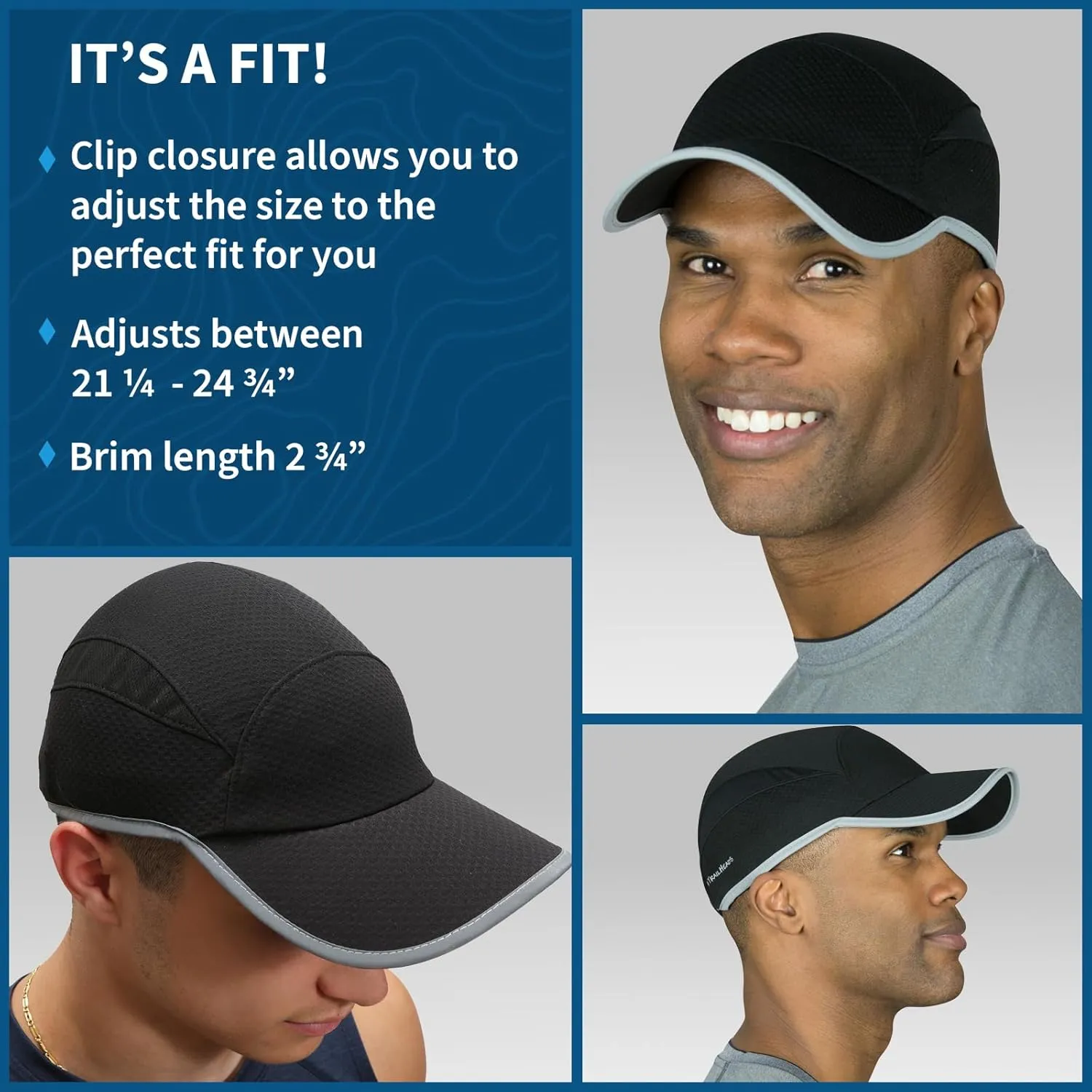 TrailHeads Reflective Running Cap | A Quick Dry Hat for Men | The Flashback 360 Sports Cap - 3 Colors