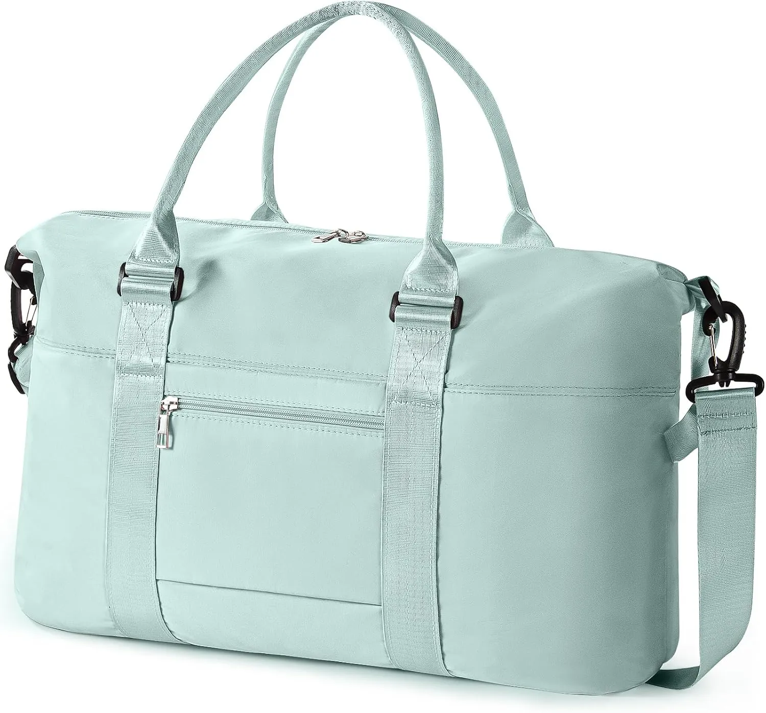 Travel Duffle Bag, Waterproof Weekender Bag for Women, Lightweight Carry on Sport Gym Bag for Women, Overnight Tote Luggage Bag with Trollery Sleeve (Cyan Green)