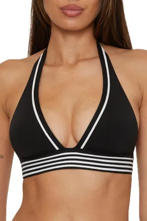 Trina Turk Women's Monaco Pleated Halter Bikini Top, Adjustable, Tie Back, Swimwear Separates