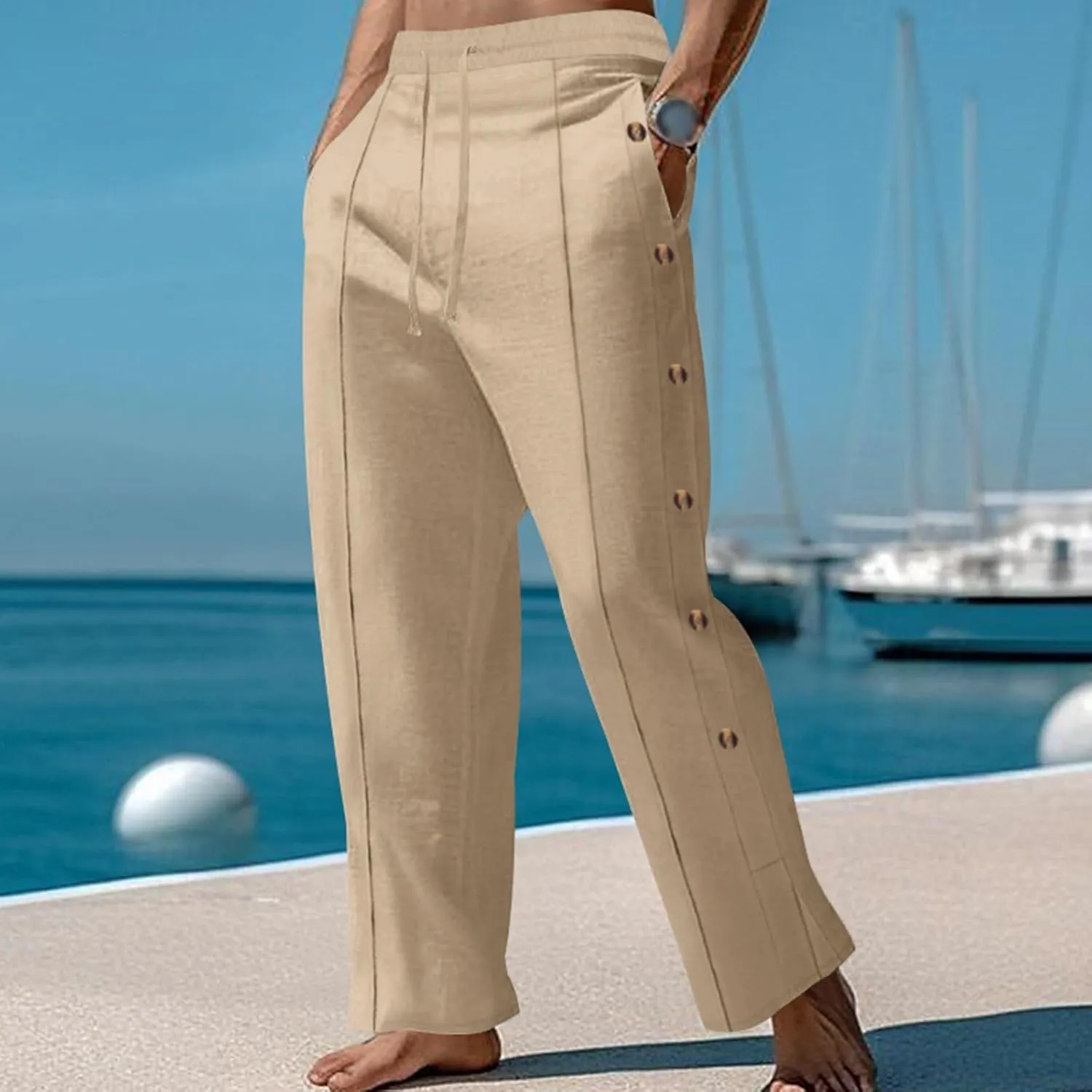 Trousers Pants for Mens Fall Summer Loose Fit Ruched Straight Leg Basic Long Leg Trousers Pants Man 2025