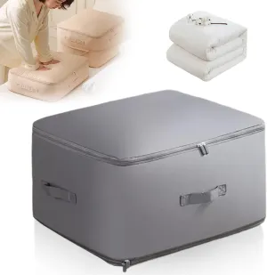 Ultra Space Saving Self Compression Organizer, Space Saver Bags Compression Packing Bags, Clothes Storage Bags Vacuum Sealed Blanket Storage Bags for Comforters Pillows Clothes (Grey, Large)