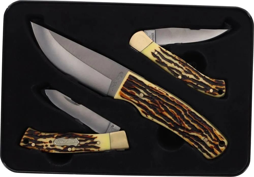 Uncle Henry, Schrade 3 Pc Fixed Gift Set, Brown