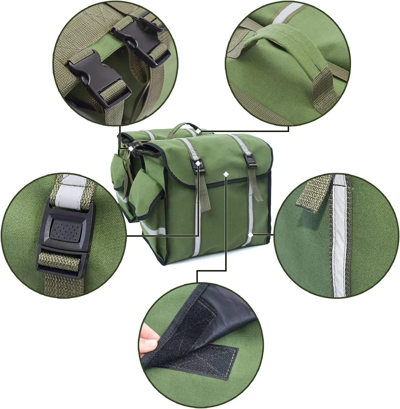 UNISTRENGH Bike Panniers Bicycle Rear Saddle Carrying Bag Outdoor Cycling Luggage Bag Motorcycle Rear Hanging Bag (Army Green)
