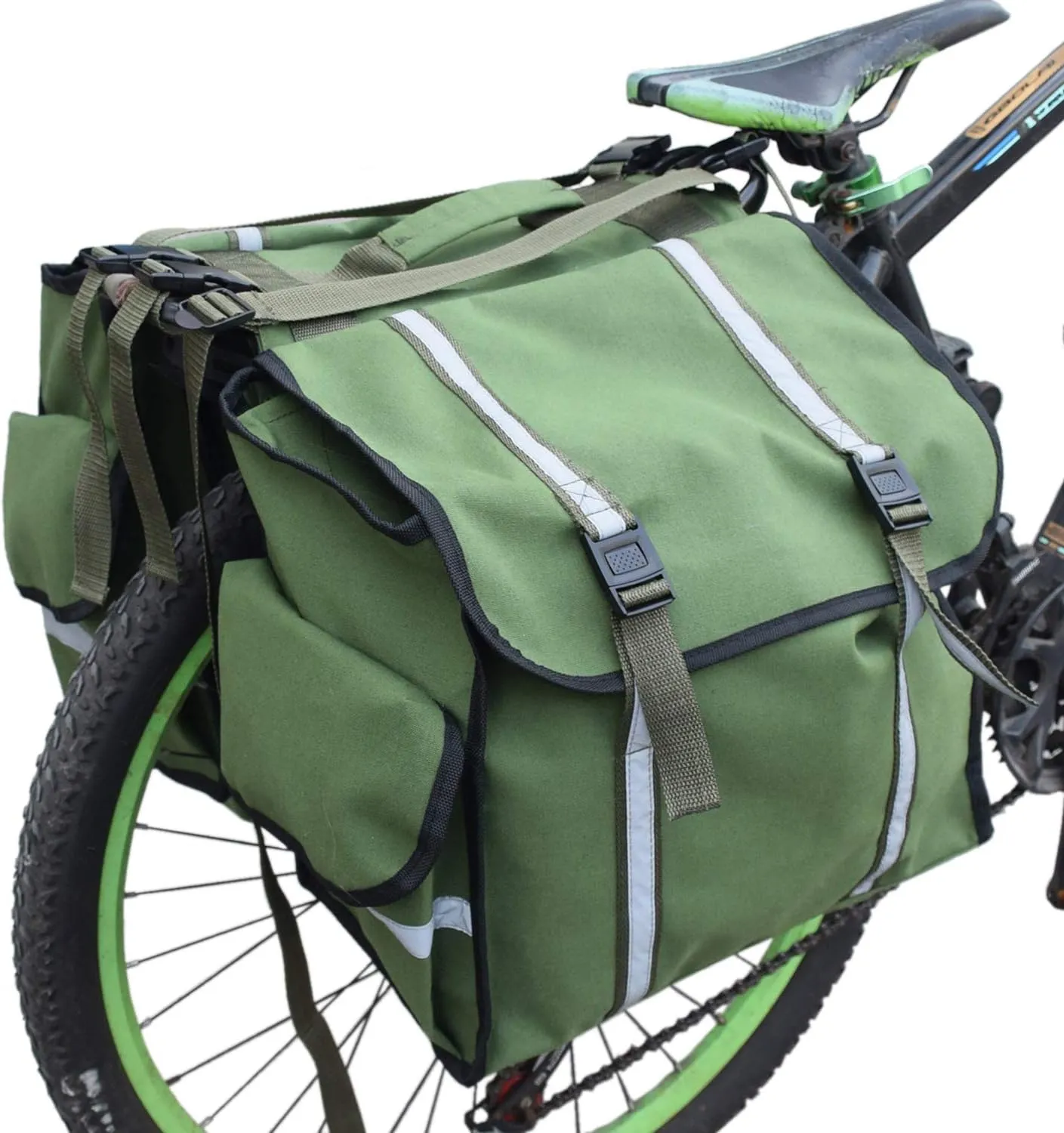 UNISTRENGH Bike Panniers Bicycle Rear Saddle Carrying Bag Outdoor Cycling Luggage Bag Motorcycle Rear Hanging Bag (Army Green)